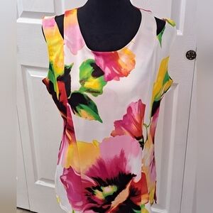 NWT Essentials Bright Sleeveless Floral Blouse
